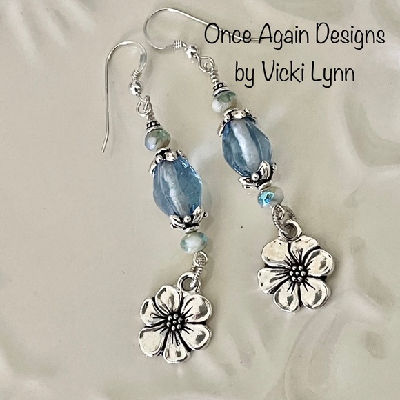 ARTISAN Earrings - “Summer Blues” Dangles - Picture 2 of 11